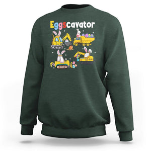 Easter Day Sweatshirt Eggscavator Egg Hunt Construction Trucks Toddler Boys TS09 Dark Forest Green Printyourwear