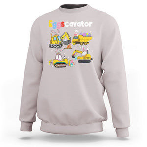 Easter Day Sweatshirt Eggscavator Egg Hunt Construction Trucks Toddler Boys TS09 Ice Gray Printyourwear