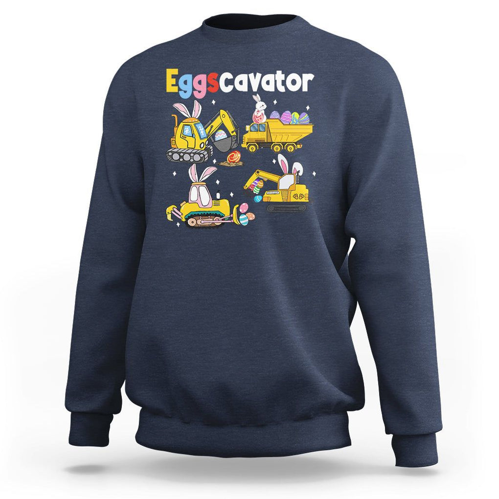 Easter Day Sweatshirt Eggscavator Egg Hunt Construction Trucks Toddler Boys TS09 Navy Printyourwear