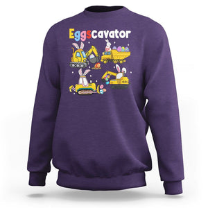 Easter Day Sweatshirt Eggscavator Egg Hunt Construction Trucks Toddler Boys TS09 Purple Printyourwear