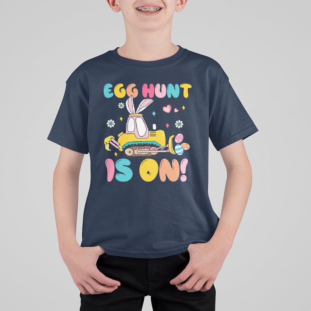 Easter Day T Shirt For Kid Egg Hunt Is On Funny Truck Bunny TS09 Navy Printyourwear