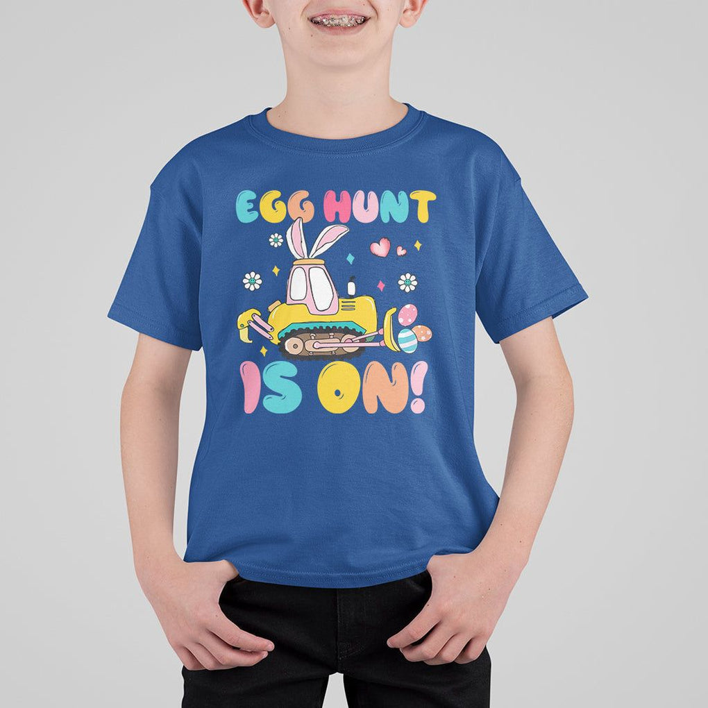 Easter Day T Shirt For Kid Egg Hunt Is On Funny Truck Bunny TS09 Royal Blue Printyourwear