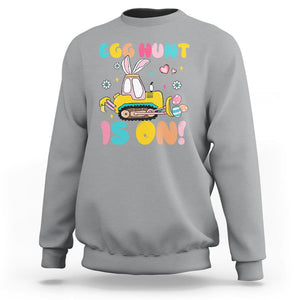 Easter Day Sweatshirt Egg Hunt Is On Funny Truck Bunny TS09 Sport Gray Printyourwear