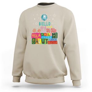 Travel Lover Sweatshirt Hello Word in Different Languages Greetings TS09 Sand Printyourwear
