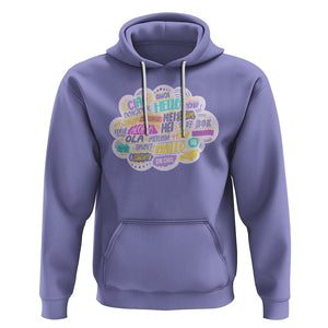 Travel Lover Hoodie Hello Word in Different Languages Greetings TS09 Violet Printyourwear