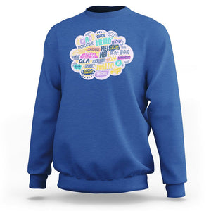 Travel Lover Sweatshirt Hello Word in Different Languages Greetings TS09 Royal Blue Printyourwear
