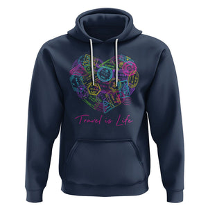 Travel Lover Hoodie Vintage Stamp Flight Travel Vacation Cruise Trip TS09 Navy Printyourwear