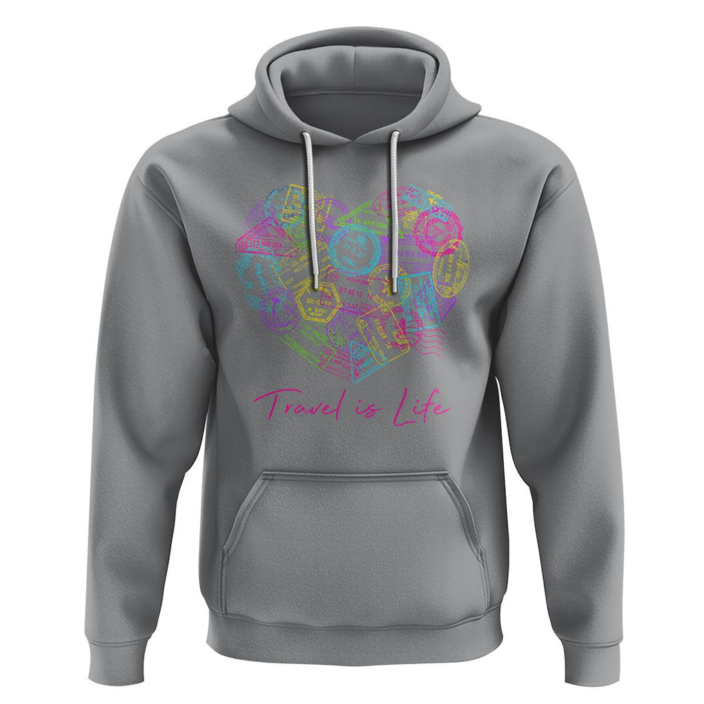 Travel Lover Hoodie Vintage Stamp Flight Travel Vacation Cruise Trip TS09 Sport Gray Printyourwear