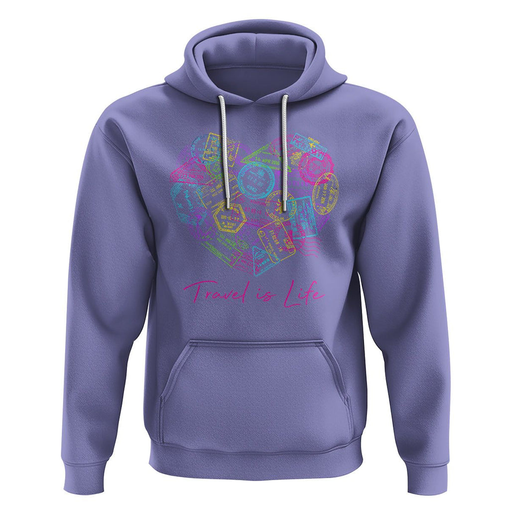 Travel Lover Hoodie Vintage Stamp Flight Travel Vacation Cruise Trip TS09 Violet Printyourwear