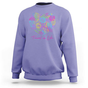 Travel Lover Sweatshirt Vintage Stamp Flight Travel Vacation Cruise Trip TS09 Violet Printyourwear