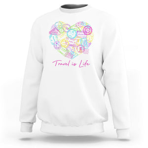 Travel Lover Sweatshirt Vintage Stamp Flight Travel Vacation Cruise Trip TS09 White Printyourwear