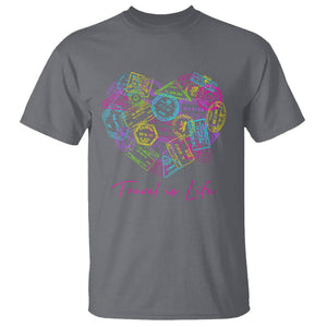 Travel Lover T Shirt Vintage Stamp Flight Travel Vacation Cruise Trip TS09 Charcoal Printyourwear