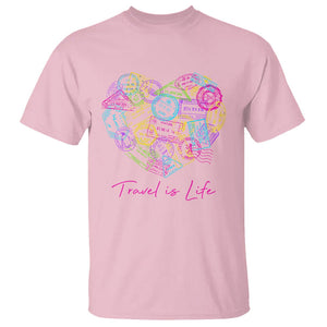 Travel Lover T Shirt Vintage Stamp Flight Travel Vacation Cruise Trip TS09 Light Pink Printyourwear