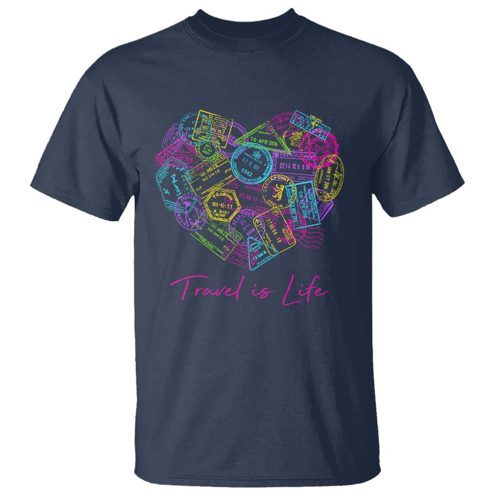 Travel Lover T Shirt Vintage Stamp Flight Travel Vacation Cruise Trip TS09 Navy Printyourwear