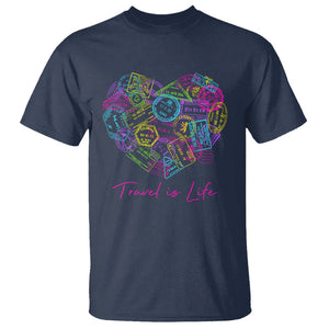 Travel Lover T Shirt Vintage Stamp Flight Travel Vacation Cruise Trip TS09 Navy Printyourwear