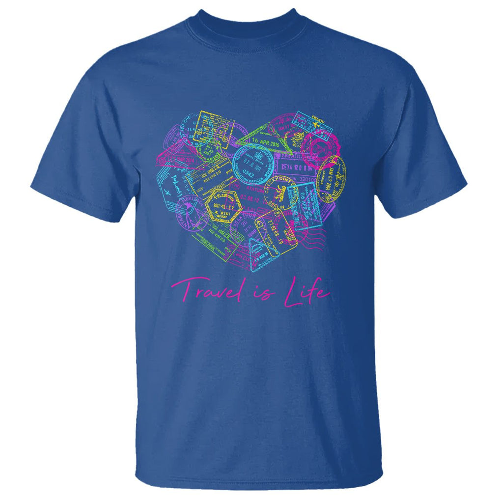 Travel Lover T Shirt Vintage Stamp Flight Travel Vacation Cruise Trip TS09 Royal Blue Printyourwear