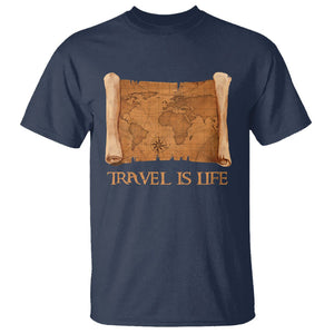 Travel is Life T Shirt Vintage World Map Traveling TS09 Navy Printyourwear