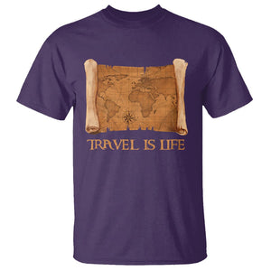 Travel is Life T Shirt Vintage World Map Traveling TS09 Purple Printyourwear