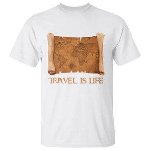 Travel is Life T Shirt Vintage World Map Traveling TS09 White Printyourwear
