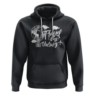 Travel Is My Therapy Hoodie World Traveling TS09 Black Printyourwear