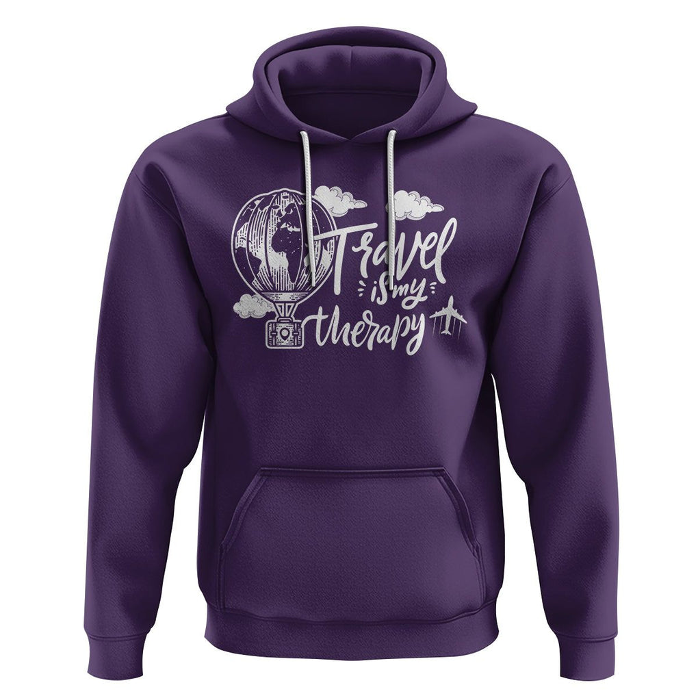 Travel Is My Therapy Hoodie World Traveling TS09 Purple Printyourwear