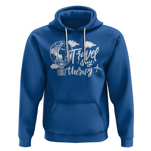 Travel Is My Therapy Hoodie World Traveling TS09 Royal Blue Printyourwear