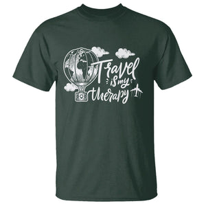 Travel Is My Therapy T Shirt World Traveling TS09 Dark Forest Green Printyourwear