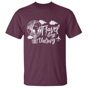 Travel Is My Therapy T Shirt World Traveling TS09 Maroon Printyourwear