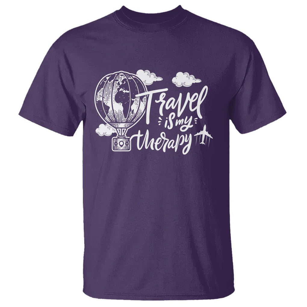 Travel Is My Therapy T Shirt World Traveling TS09 Purple Printyourwear