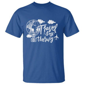 Travel Is My Therapy T Shirt World Traveling TS09 Royal Blue Printyourwear