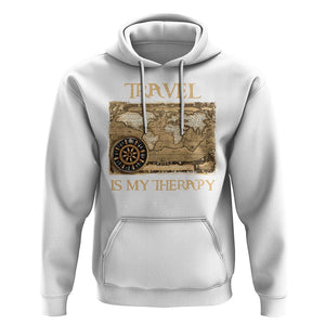 Travel Is My Therapy Hoodie Vintage World Map Traveling TS09 White Printyourwear