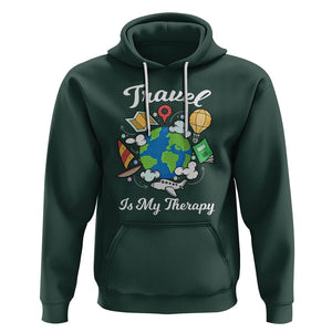 Travel Is My Therapy Hoodie World Traveling TS09 Dark Forest Green Printyourwear