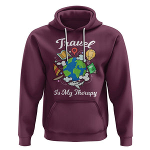 Travel Is My Therapy Hoodie World Traveling TS09 Maroon Printyourwear