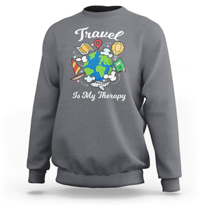 Travel Is My Therapy Sweatshirt World Traveling TS09 Charcoal Printyourwear
