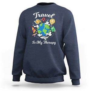 Travel Is My Therapy Sweatshirt World Traveling TS09 Navy Printyourwear