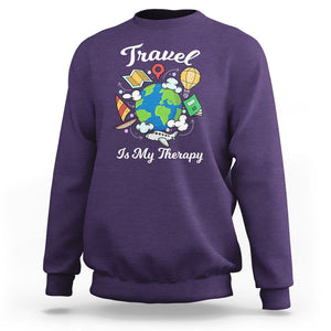 Travel Is My Therapy Sweatshirt World Traveling TS09 Purple Printyourwear