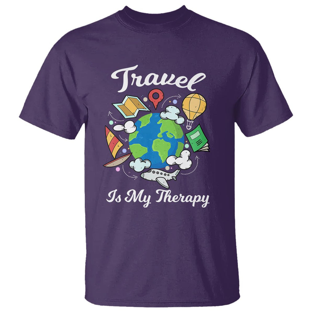 Travel Is My Therapy T Shirt World Traveling TS09 Purple Printyourwear