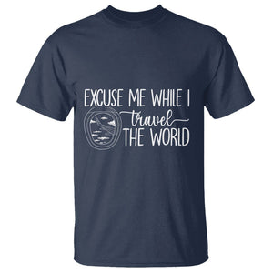 Funny Traveling T Shirt Excuse Me While I Travel The World TS09 Navy Printyourwear