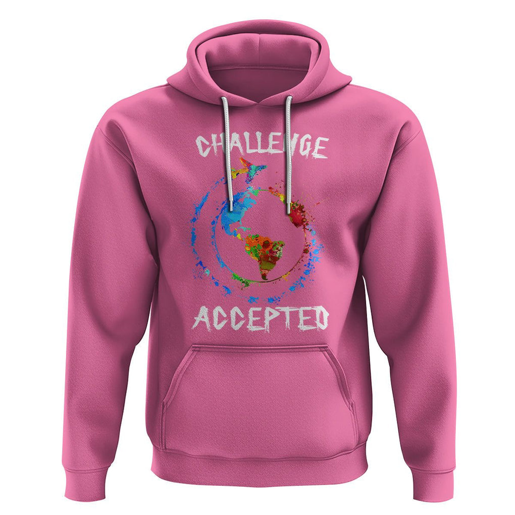 Travel Lover Hoodie Challenge Accepted World Map Traveling TS09 Azalea Printyourwear