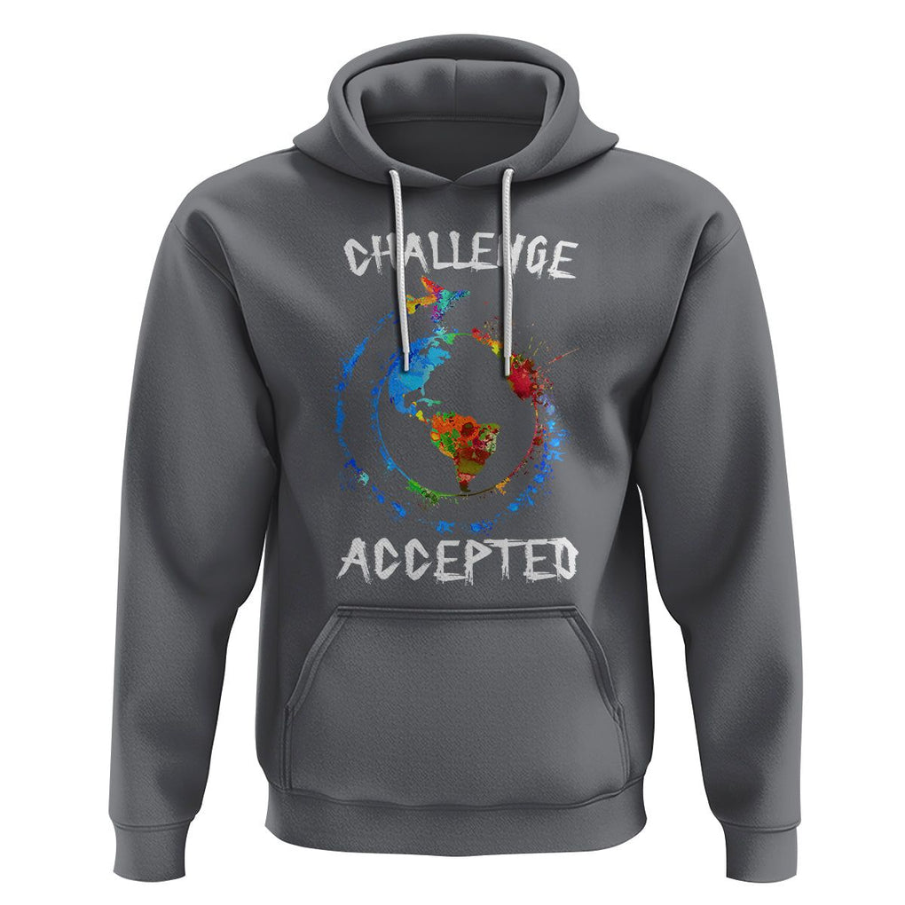 Travel Lover Hoodie Challenge Accepted World Map Traveling TS09 Charcoal Printyourwear