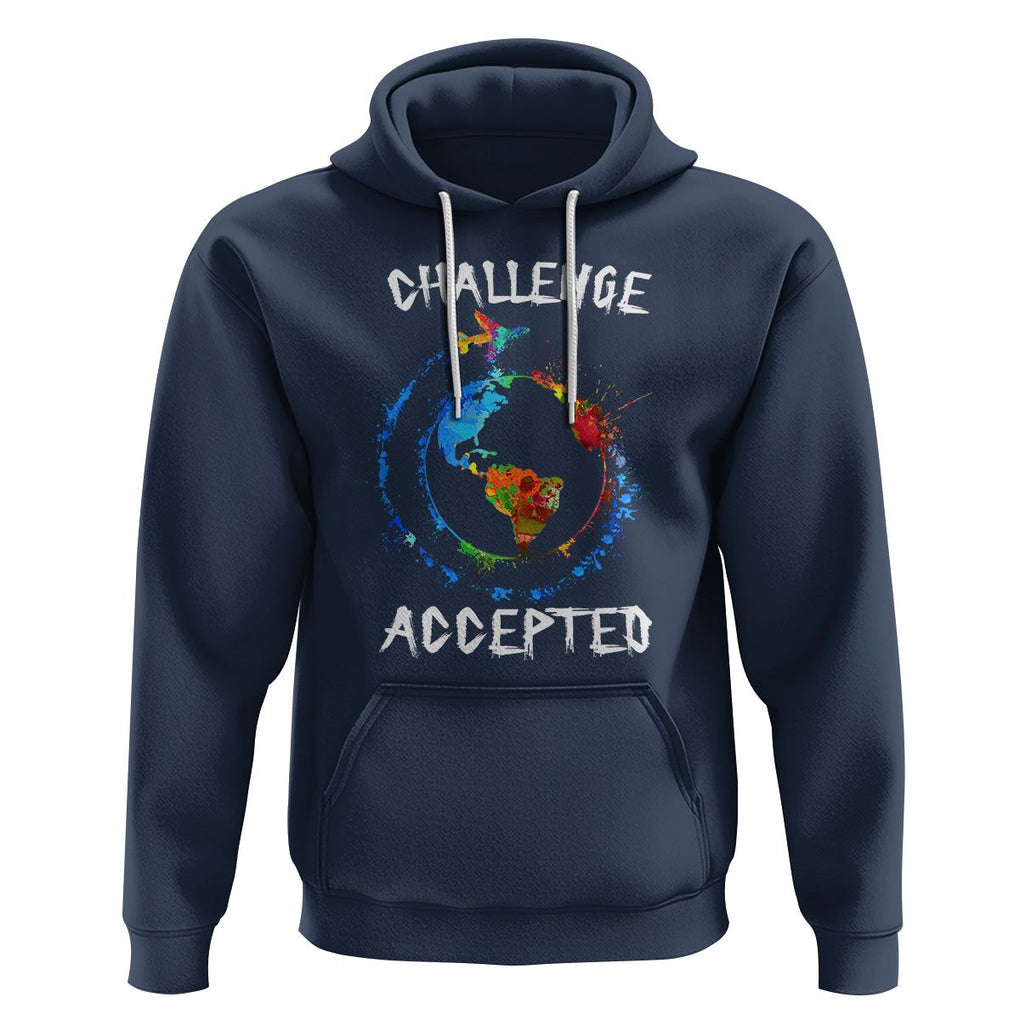 Travel Lover Hoodie Challenge Accepted World Map Traveling TS09 Navy Printyourwear