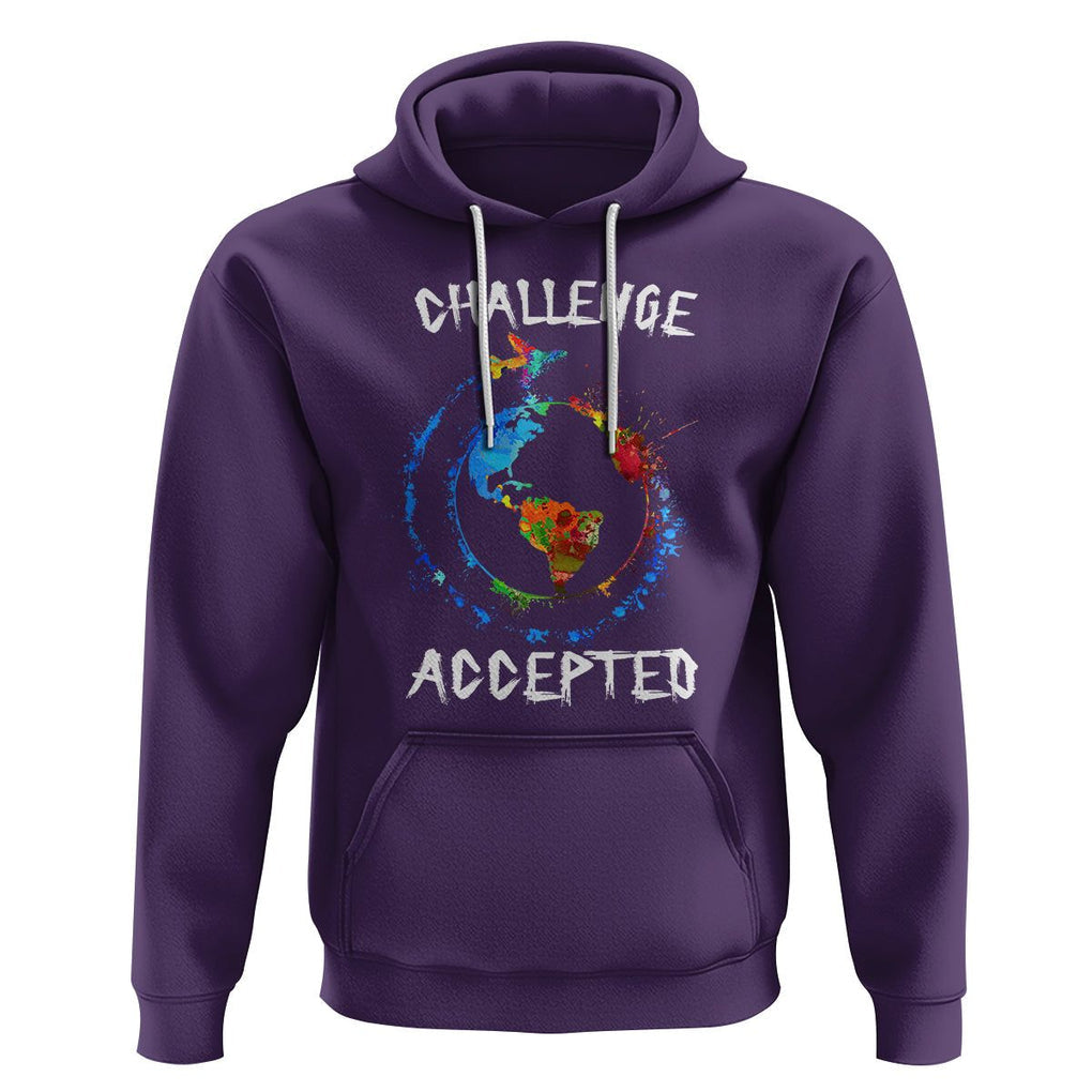 Travel Lover Hoodie Challenge Accepted World Map Traveling TS09 Purple Printyourwear