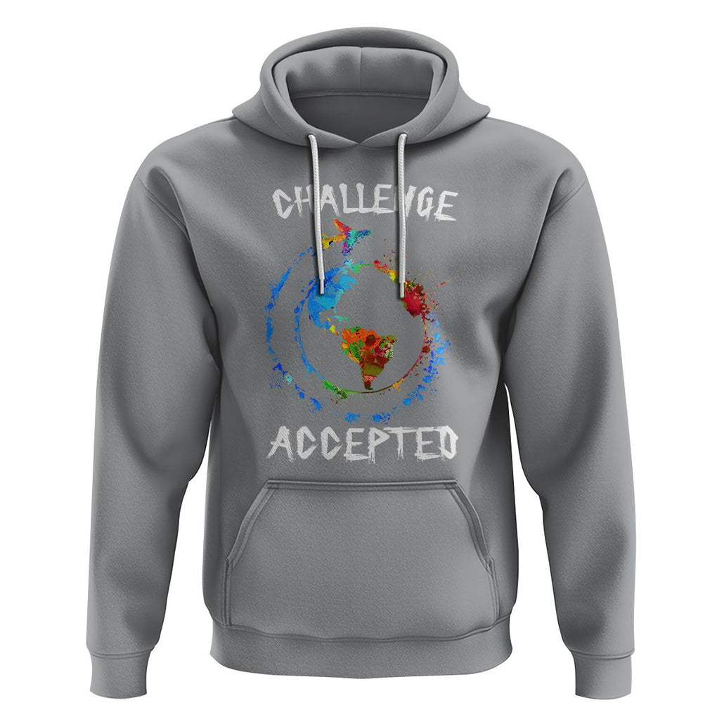 Travel Lover Hoodie Challenge Accepted World Map Traveling TS09 Sport Gray Printyourwear