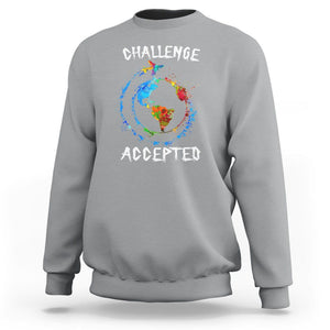 Travel Lover Sweatshirt Challenge Accepted World Map Traveling TS09 Sport Gray Printyourwear