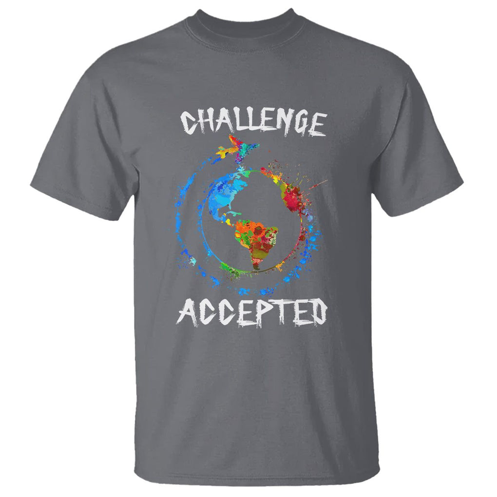 Travel Lover T Shirt Challenge Accepted World Map Traveling TS09 Charcoal Printyourwear