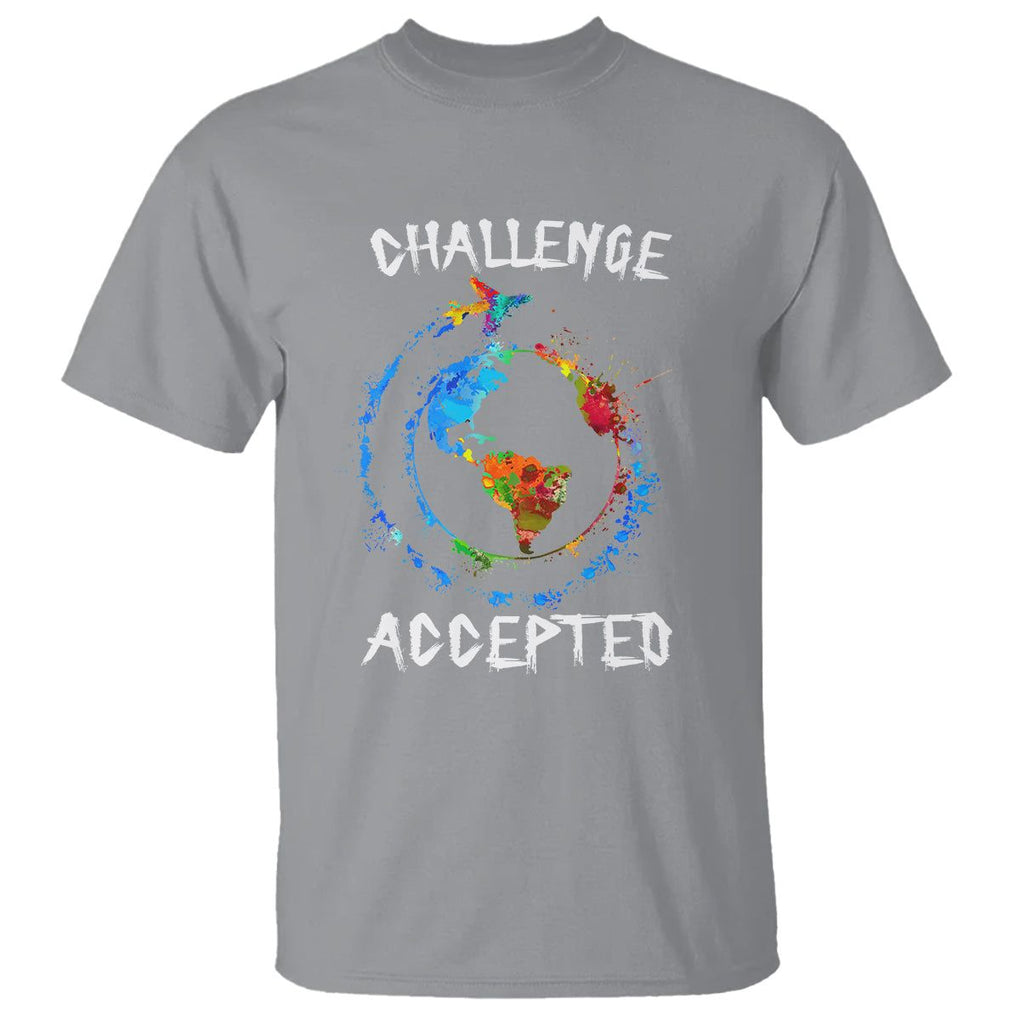 Travel Lover T Shirt Challenge Accepted World Map Traveling TS09 Sport Gray Printyourwear