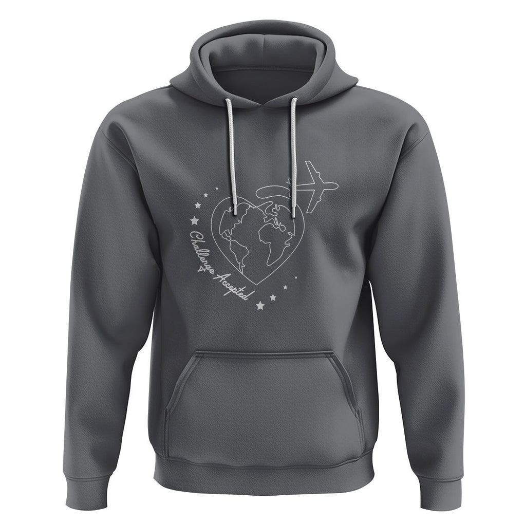 Travel Lover Hoodie Challenge Accepted World Map Traveling TS09 Charcoal Printyourwear