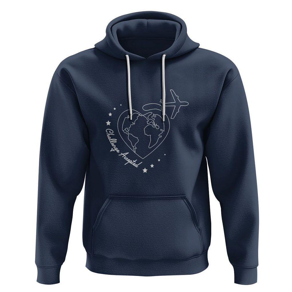 Travel Lover Hoodie Challenge Accepted World Map Traveling TS09 Navy Printyourwear