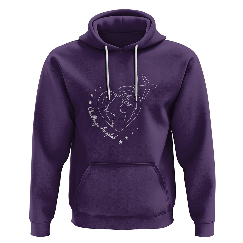 Travel Lover Hoodie Challenge Accepted World Map Traveling TS09 Purple Printyourwear