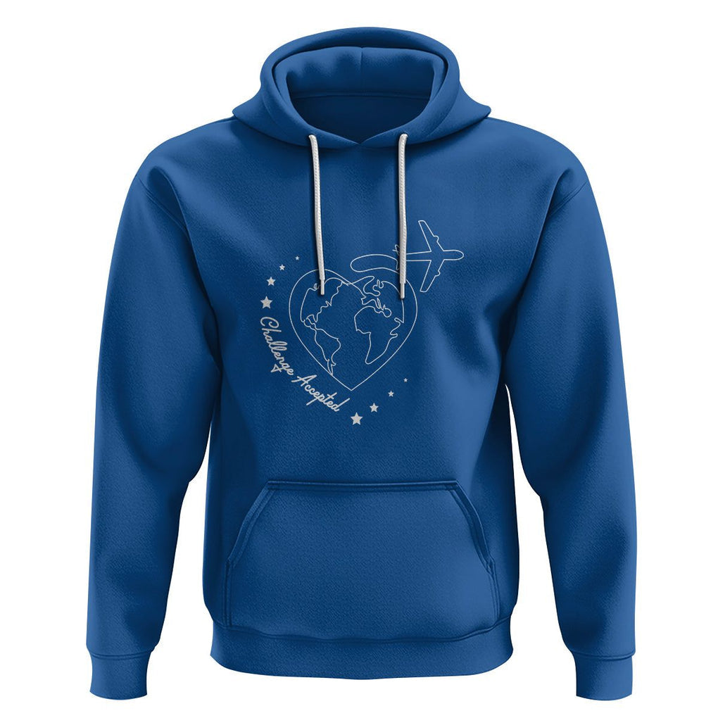 Travel Lover Hoodie Challenge Accepted World Map Traveling TS09 Royal Blue Printyourwear